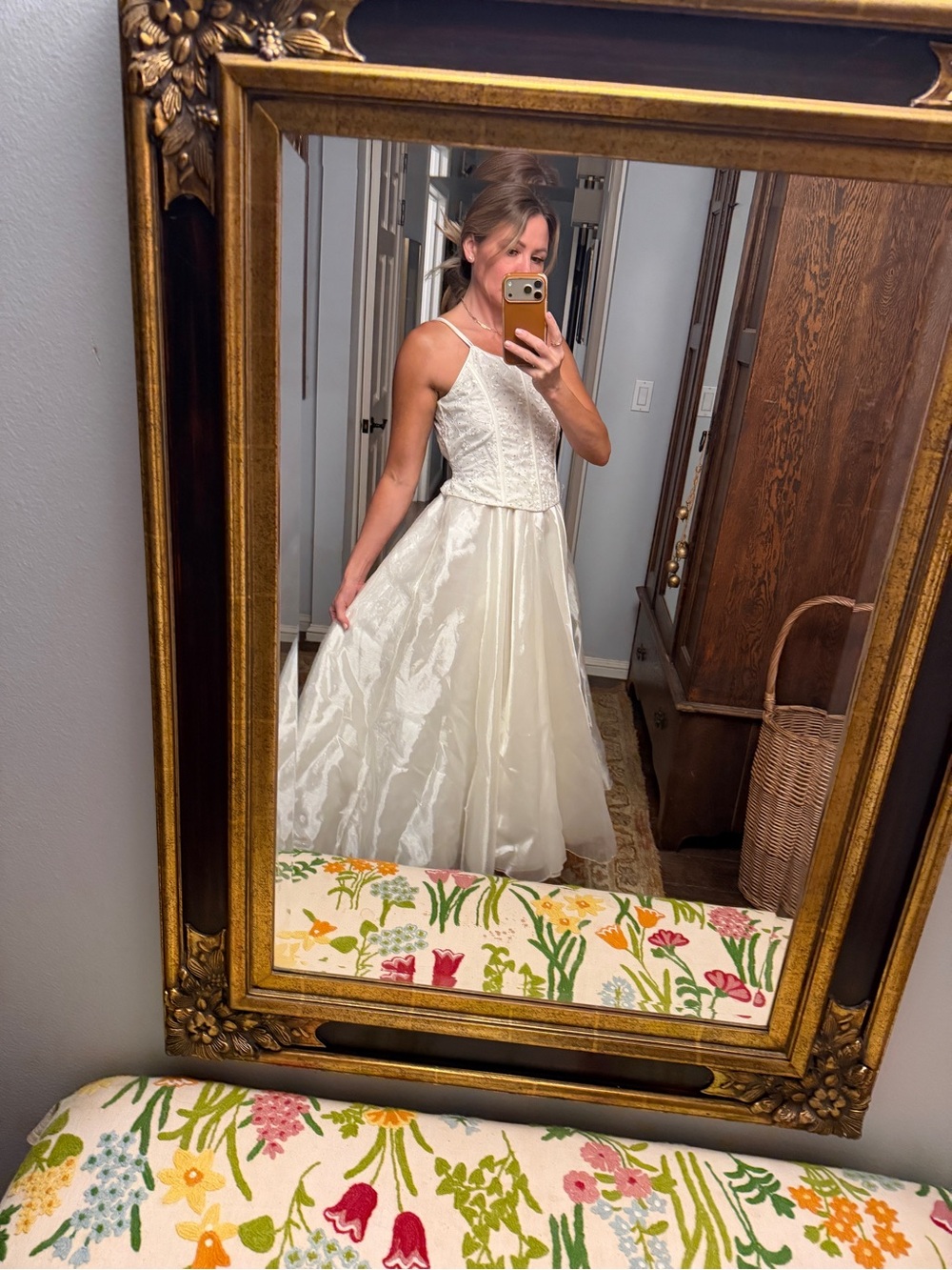 Vintage Ivory Lace Spaghetti-Strap Prom Dress - Picture 10 of 10